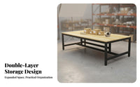 Long-Lasting Two Tier Packing Table Stable Construction Heavy Duty Workbench Multipurpose Heavy-Duty Work Table Large Storage Capacity for Factory Workers, DIY Enthusiasts, Assembly Line, Warehouse, Kitchen, Basement