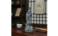 Daruma Statue Sandstone Meditative Ornament with Stone Texture Carved Stone Statue for Tea Room, Study