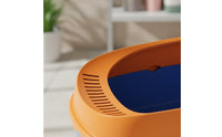 Anti-Splash Semi-Enclosed Cat Litter Box Spacious Semi-Enclosed Litter Box Easy to Clean High-Sided Cat Pan Removable Guard for Kittens