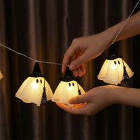Warm Glow Ghost Lights with Witch Hats Indoor Ghost String Lights Festive Hanging Witch Hat Light Decor Spooky for Window Display, Photo Backdrop