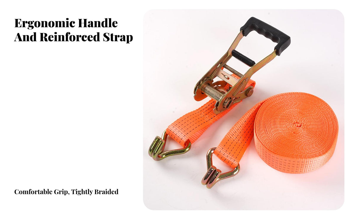 Ratchet Fastening Strap Strong Bearing Capacity Ratchet Strap with Hooks High Break Strength Truck Bed Fastening Strap for Movers, Trailers