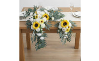 2 Pieces Wedding Arch Flower Set Verdant Greenery Yellow Blossom Arch Swag Easy to Install Yellow Blossom Floral Swag Set for Ceremony