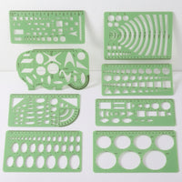 8 Pieces Accurate Geometric Drawing Templates Accurate Measuring Templates Metric Geometry Template Green for Students, Architects, Designers, School, Office, Desk