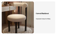 Upholstered Stool with Backrest Minimalist Design Round Upholstered Seat Thick Cushion Makeup Chair for Homeowners, Pet Owners, Bedroom, Dressing Room