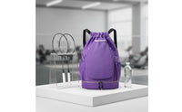 Large Capacity Badminton Racket Backpack Breathable Padded Straps Drawstring Backpack with Shoe Compartment Water-Resistant Sports Bag Wet and Dry Separation for Travel