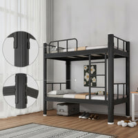 Metal Bunk Bed Space-Saving Bunk Bed with Ladder Heavy-Duty Furniture for Roommates, Employees, Dormitory, Shared Apartment, Employee Housing