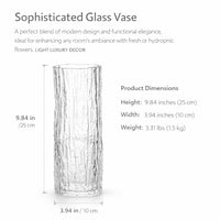 Flower Vase for Special Occasion, Decorative Glass Vessel for Flowers, Modern Minimalist Ice Texture Vase, Artistic Vase for Interior Design