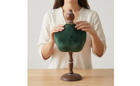 Handmade Vintage-Style Jewelry Bust Decorative Trim Velvet Jewelry Bust Round Base Velvet Necklace Display Stand