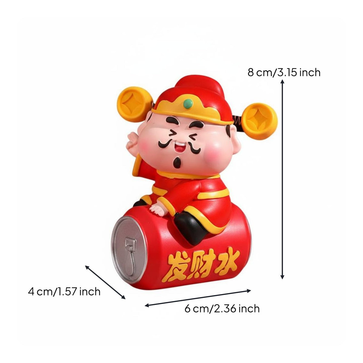 Feng Shui Decor Chinese God of Wealth Figurine Meaningful Gift Chinese Fortune God Ornament Vibrant Colors for Business Owners, Office, Desk