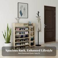 Multi-Layer Shoe Rack Space Saving Multi-Tier Shoe Storage Unit Wood Grain Finish for Families, Homeowners, Hallway, Bedroom, Living Room