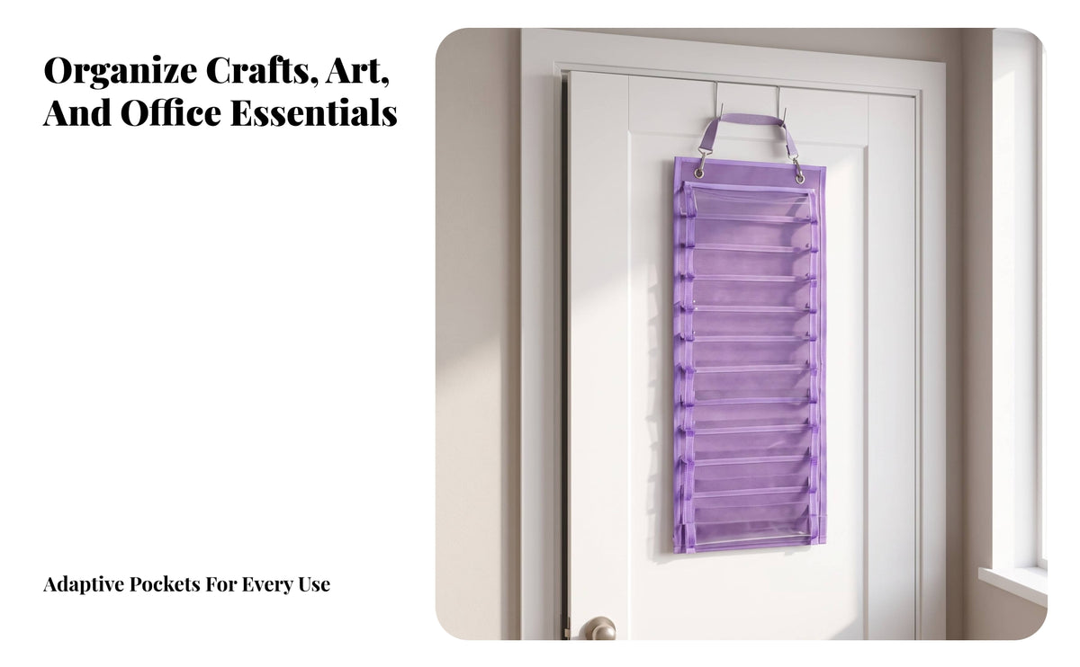 Vinyl Roll Holder with Hooks | Oxford Cloth, Hanging Storage Organizer with 12 Compartments, Space Saving, for Closet