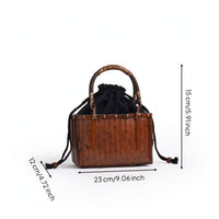 Bamboo Carry Box Artisanal Woven Handbag with Handle Handmade Bamboo Tote for Gift Presentation