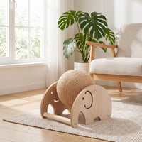 Rope-Wrapped Elephant Cat Scratching Toy Space-Saving Wooden Cat Scratching Ball Stable Pet Furniture Long-Lasting for Cats