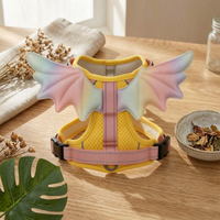 Rainbow Feathered Harness Metal Loop Pet Accessory Soft Padding