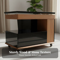 Adjustable Height Swivel Lift-Top Table Movable with Wheels Living Room Furniture Space-Saving Storage Cart Multi-Functional for Small Apartment Dwellers, Homeowners, Telecommute Workers, Balcony, Home Office, Dining Area