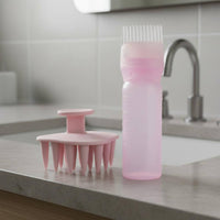 Hair Dye Bottle with Comb Accurate Application Silicone Hairbrush Reusable Base Comb Bottle for Beginners, Home Use