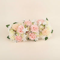 Artificial Flower Garland Silk Rose Flower Garland Floral Runner with Plastic Backing Faux Decorations Luxuriant