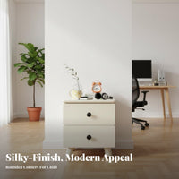 Modern Design 2-Drawer Bedside Chest 0 Formaldehyde Added Bedroom Furniture Rounded Corners Nightstand Spacious Storage for Children, Families, Homeowners, Guest Room, Nursery