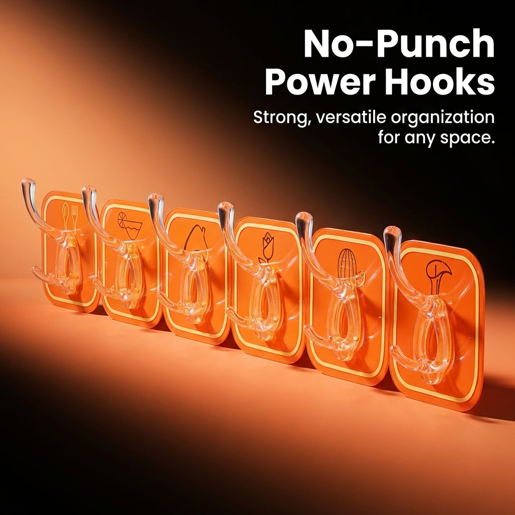 Bedroom & Dorm Room Organizer Hooks for Students, Punch Strong Multi-Hook Rack, Modern Minimalist Multi-Row Storage, Over the Door Bathroom & Kitchen
