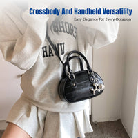 Silver Mini Crossbody Bag, Stylish Bowling Handbag for Women, PU Leather, Shoulder Purse, 2025 New Design