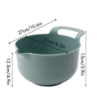 Glossy Salad Bowl with Handle Ergonomic Mixing Bowl with Pour Spout Easy-Grip Dishwasher Safe for Students, Kitchen, Small Apartments, Dorm Rooms