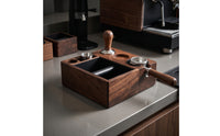 Espresso Knock Box and Tamping Station Walnut Coffee Knock Box and Tamping Station Wooden Organized for Baristas