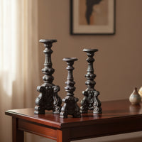 Pillar Candle Holder Vintage Candle Pedestal Ornate Pillar Stand for Entryway