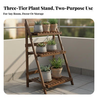 Foldable Wooden Flower Rack Foldable Flower Rack Sturdy Wood Cactus Stand Sturdy Construction for Patio