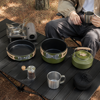 Aluminum Cookware Set, 1100ml, Kettle, Frying Pan, 21.8cm, With Lid, Camping, Cooking Utensils