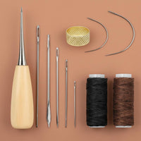 11 Pieces DIY Leather Craft Tool Bag Set Handmade Waxed Thread Leather Kit for Workshop