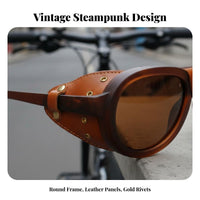 Retro Edgy Sunglasses Windproof Retro Polarized Sunglasses Protection Steam Edgy Goggles for Men, Fashion Enthusiasts, Riding, Biking, Motor Biking