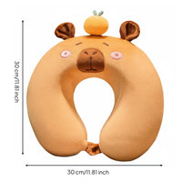 Capybara Neck Pillow Portable and Lightweight U-Shaped Travel Pillow Ergonomic Design Memory Foam Headrest for Students