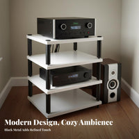 Sturdy Steel Frame High-Fidelity Equipment Rack Heavy Duty Multi-Tier Audio Rack Thickened Shelves Adjustable Amplifier Shelf Lockable Wheels for Audiophiles, Home Theater Enthusiasts, Studio