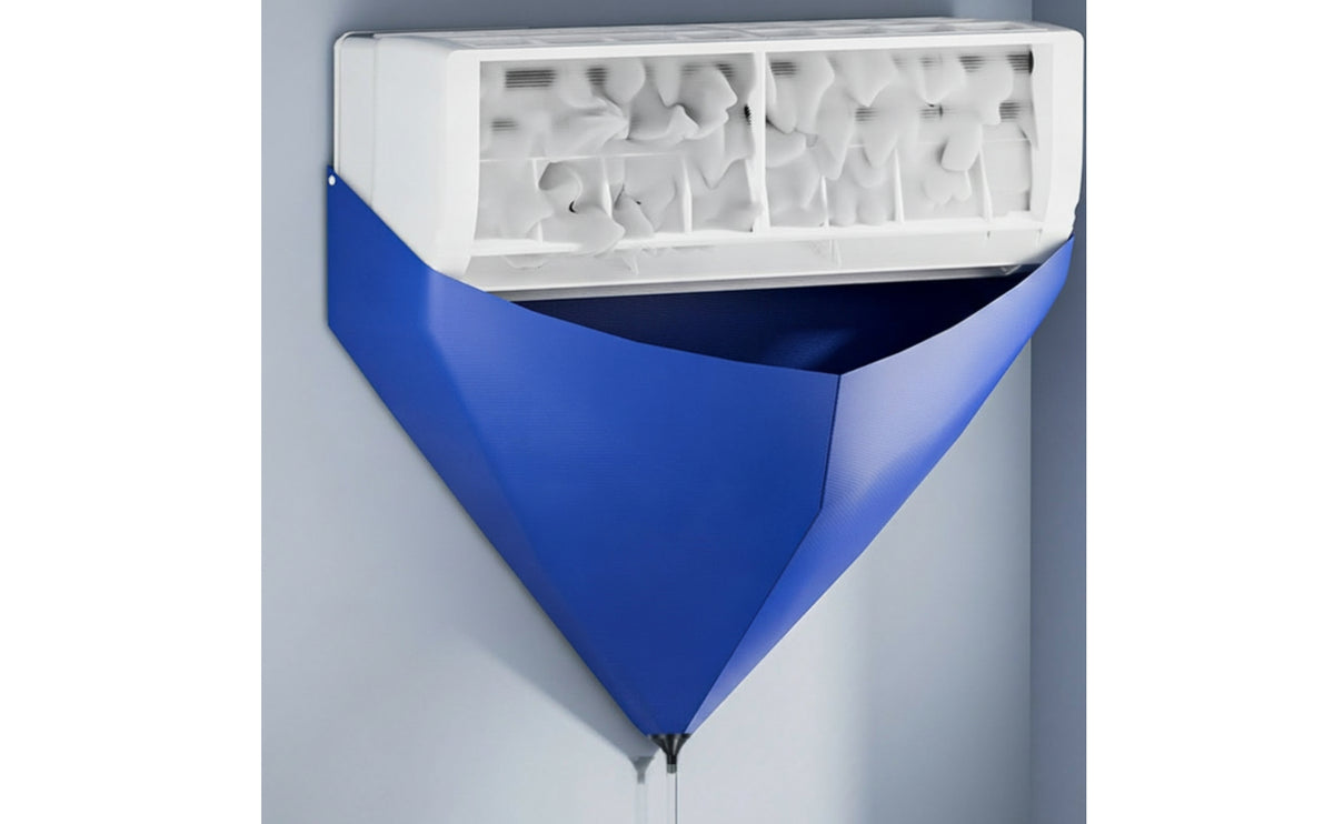 Blue Air Conditioner Cleaning Cover Bag Cloth Conditioner Cleaning Bag Clip Included Indoor Appliance Cleaner Funnel-Shaped