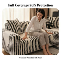 Elastic Fit Printed Sofa Cover Full Coverage Protection Fitted Geometric Couch Wrap Non-Slip Furniture Accessory for Home Dwellers, Parents