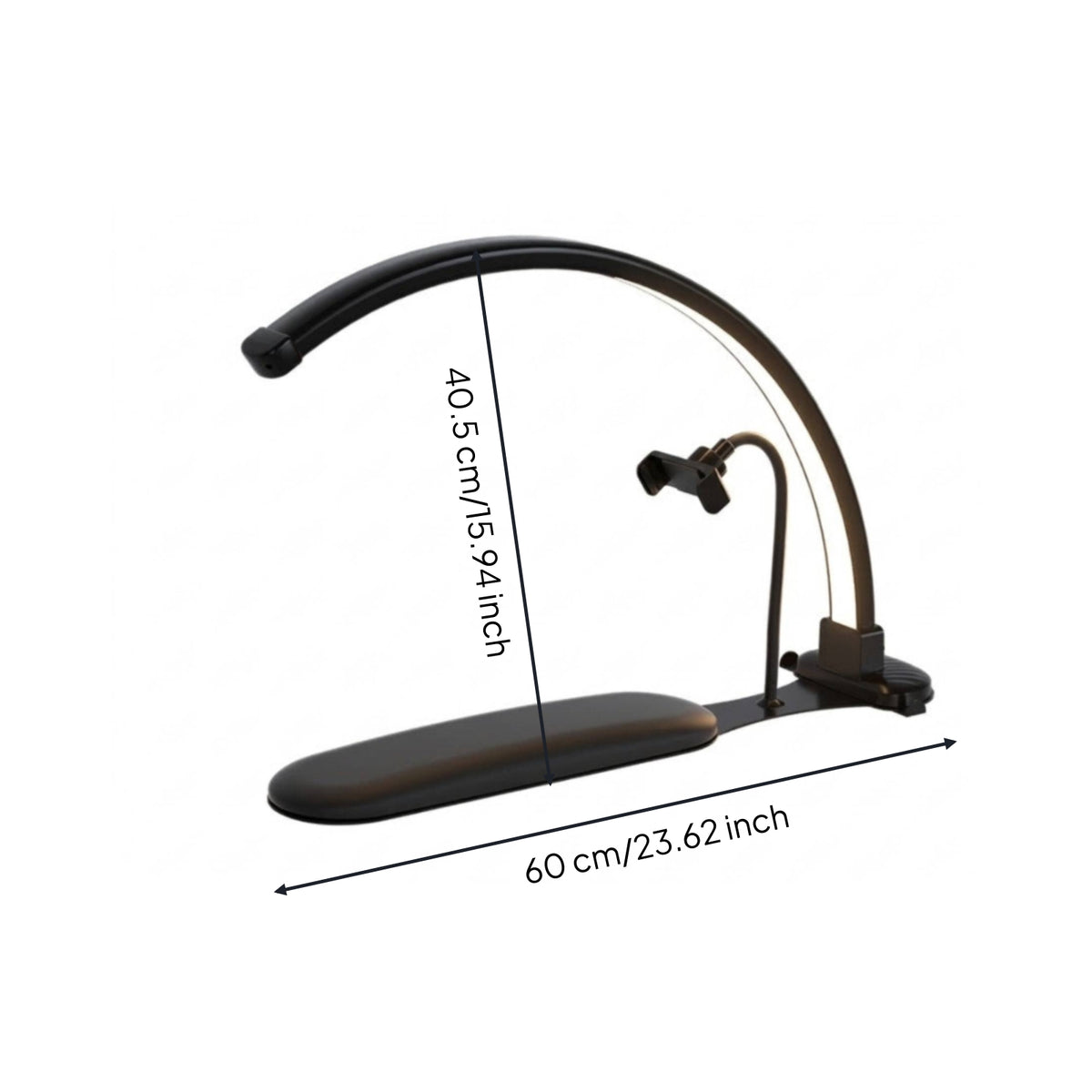 Arc-Shaped Nail Lamp with Phone Holder Shadow-Shadowless Crescent Nail Lamp Manicure Light Shadowless High CRI for Manicurists
