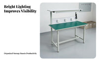 Anti Workbench Heavy-Duty Construction Electronics Repair Stationary Table Frame Assembly Table with Light for Technicians, Factory, Research Facility