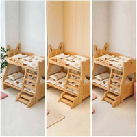 Doll Bed with Stairs Rounded Corners Dollhouse Bunk Bed Furniture for Young Children, Pretend Play