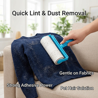 Dust Roller for Clothes Carpet Bed Cleaning, Refillable Hair Removal for Pet Owners, Replaceable Sticky with Sheets