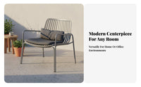 Comfortable Seating Nordic Design Accent Chair Weather-Resistant Minimalist Balcony Chair Sturdy and Long-Lasting Metal Frame Armchair Easy to Clean for Cafe Owners, Homeowners, Adults, Coffee Shop, Living Room, Garden, Reception Area