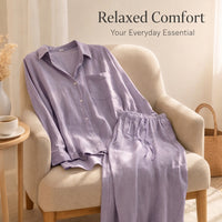 Airport Outfit 2 Piece Loungewear Set for Women with Long Sleeve Shirt and Wide Leg Pants, Comfortable Going Out Lounge Plus Size Available