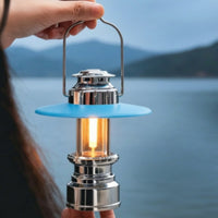 Stepless Dimmable Rechargeable Lantern with Handle Waterproof Vintage Camping Lantern Easy to Carry USB Camping Light Water-Resistant for Emergency