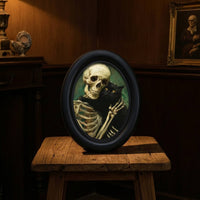 Oval Picture Frame Black Picture Frame with Insert Wooden for Halloween, Creepy Dwelling