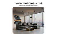 Lowheight Leather Sofa Italian Minimalist Design Living Room Furniture Top-Grain Cowhide Sectional for Apartment Dwellers, Homeowners, Home Interior
