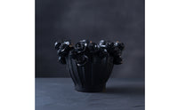 Vase with Floral Relief Artisanal Ceramic Vase Modern Flower Holder for Entryway