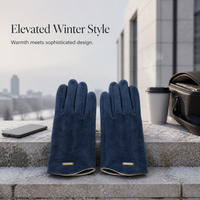 Men's Winter Thermal Cashmere Lined Knit Wool Gloves with Touchscreen Function