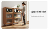 Small Space Friendly Nordic Design Sideboard Multi-Functional Ash Wood Buffet Cabinet Large Capacity Buffet Cabinet with Glass Doors Sturdy Construction for Apartment Dwellers, Homeowners, Families, Living Room, Entryway