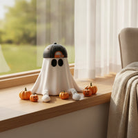 specters Figurine with Baseball Cap Spooky Dangling Leg Funny Halloween Decor for Collectors, Tabletop, Desk