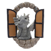 Dragon Statue with Arch Hand-Cast Dragon Figurine Cute for Patio, Fantasy Fans