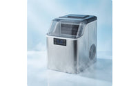 Compact Countertop Ice Maker Stainless Steel Portable Ice Maker Fast Appliance Efficient for Home Kitchen, Dorm Room, Bar, Drink Shop